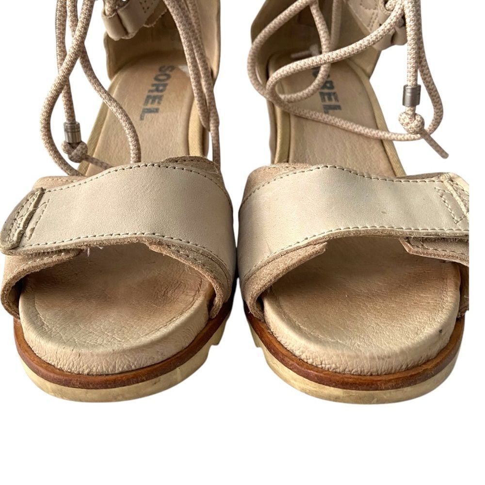 Sorel Joanie Wedge Sandal Ankle Lace with Velcro Strap in Size 8 - Picture 3 of 16